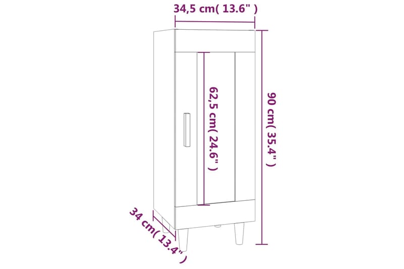 beBasic Skänk vit 34,5x34x90 cm konstruerat trä - White - Sideboard & skänk