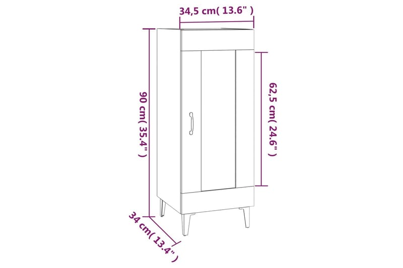 beBasic Skänk vit 34,5x34x90 cm konstruerat trä - White - Sideboard & skänk