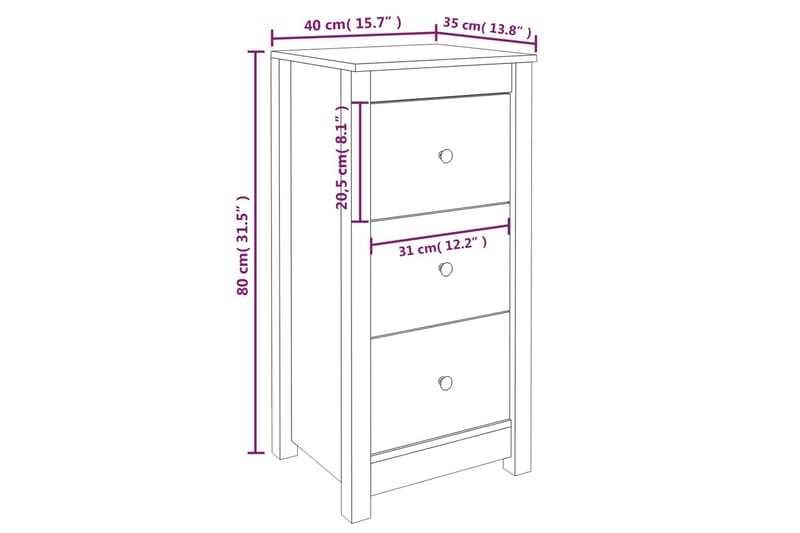 beBasic Skänk vit 40x35x80 cm massiv furu - White - Sideboard & skänk