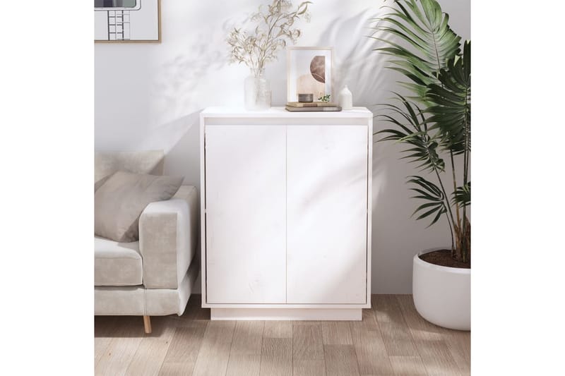 beBasic Skänk vit 60x34x75 cm massiv furu - White - Sideboard & skänk