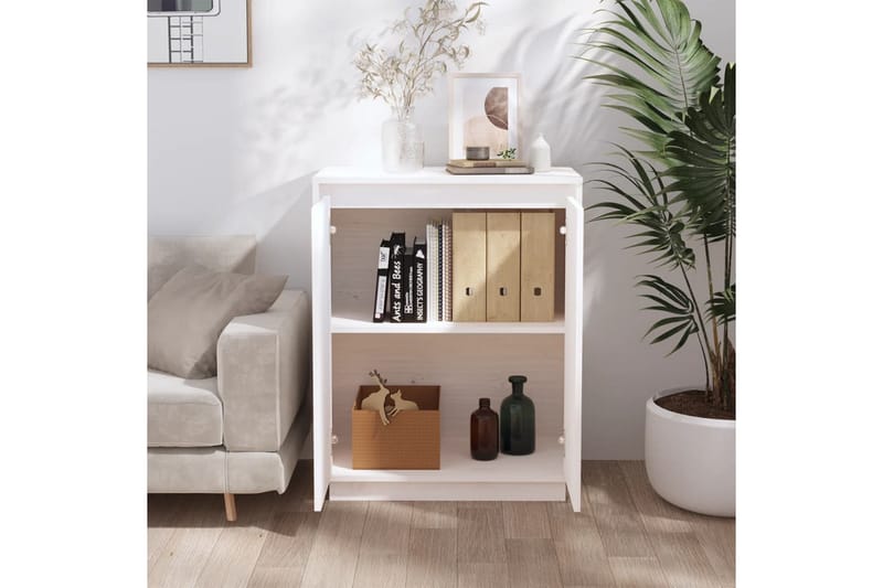 beBasic Skänk vit 60x34x75 cm massiv furu - White - Sideboard & skänk