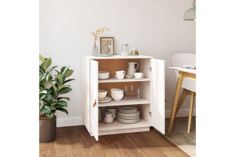 beBasic Skänk vit 65,5x40x75 cm massiv furu - White - Sideboard & skänk