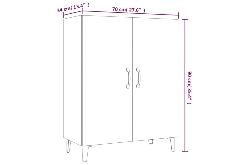 beBasic Skänk vit 70x34x90 cm konstruerat trä - White - Sideboard & skänk