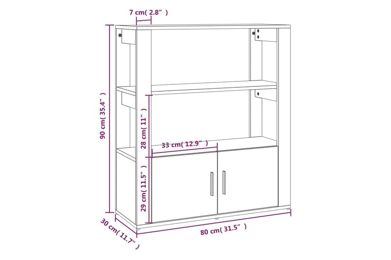 beBasic Skänk vit 80x30x90 cm konstruerat trä - White - Förvaring - Förvaringsmöbler - Sideboard & skänk