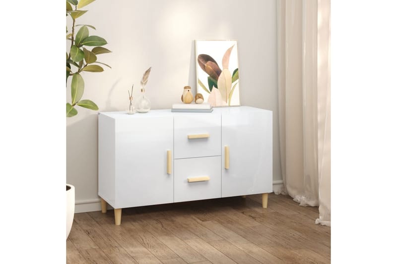 beBasic Skänk vit högglans 100x36x60 cm konstruerat trä - White - Sideboard & skänk