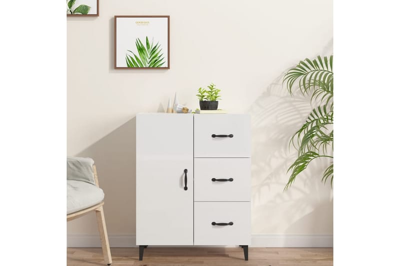 beBasic Skänk vit högglans 69,5x34x90 cm konstruerat trä - White - Sideboard & skänk