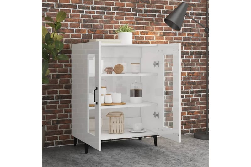 beBasic Skänk vit högglans 69,5x34x90 cm konstruerat trä - White - Sideboard & skänk