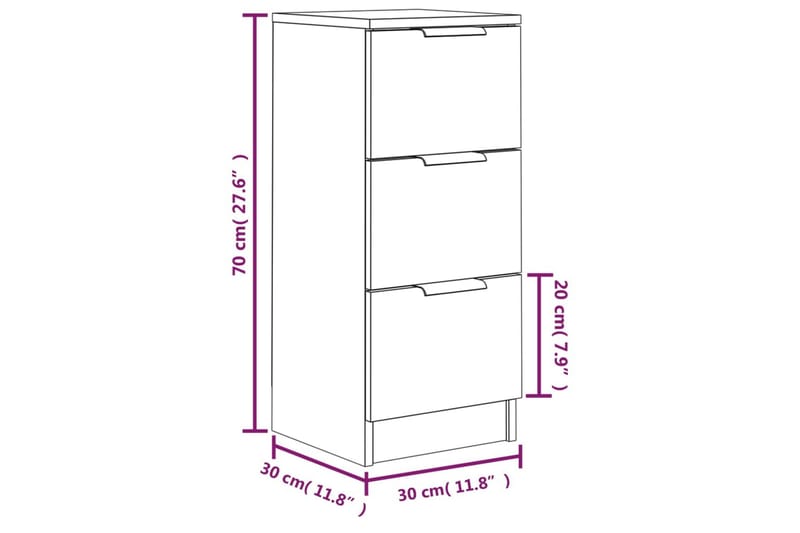 beBasic Skänkar 2 st rökfärgad ek 30x30x70 cm konstruerat trä - Brown - Sideboard & skänk