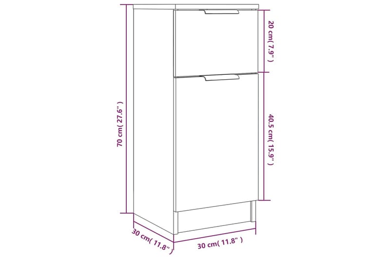 beBasic Skänkar 2 st vit 30x30x70 cm konstruerat trä - White - Sideboard & skänk