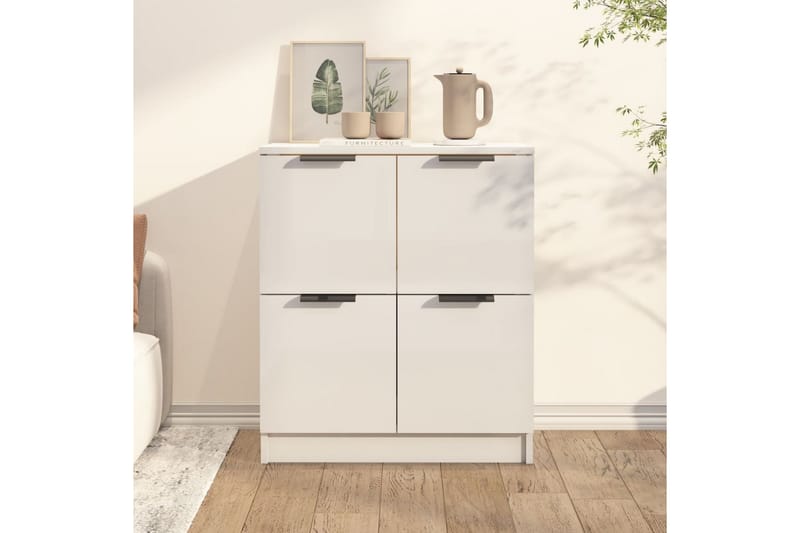 beBasic Skänkskåp vit högglans 60x30x70 cm konstruerat trä - White - Sideboard & skänk