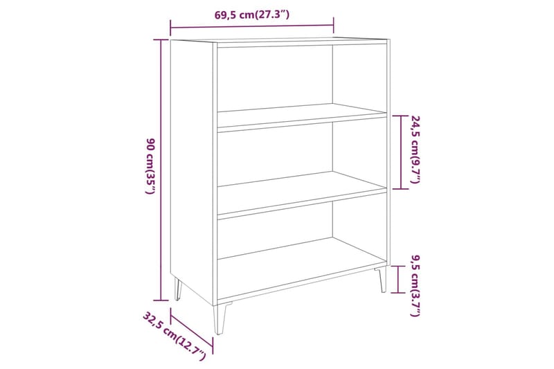 beBasic Skänkskåp vit högglans 69,5x32,5x90 cm konstruerat trä - White - Sideboard & skänk