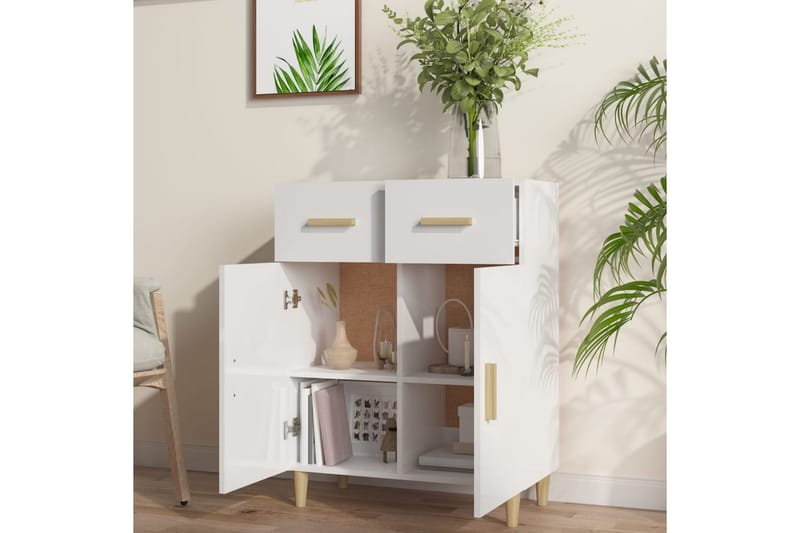 beBasic Skänkskåp vit högglans 69,5x34x89 cm konstruerat trä - White - Sideboard & skänk