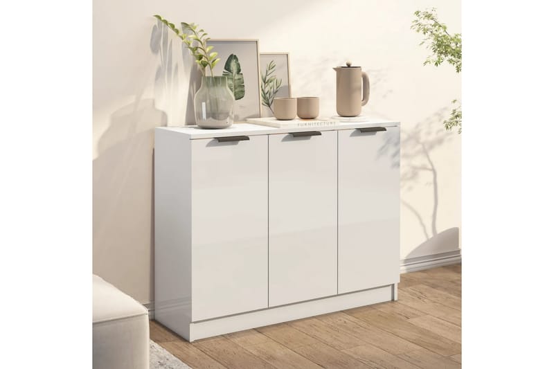 beBasic Skänkskåp vit högglans 90,5x30x70 cm konstruerat trä - White - Sideboard & skänk