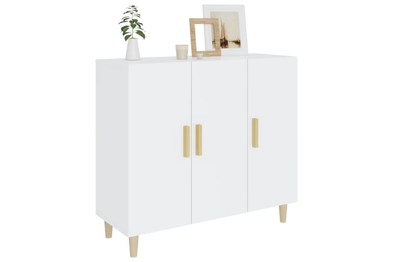 beBasic Skänkskåp vit högglans 90x34x80 cm konstruerat trä - White - Sideboard & skänk