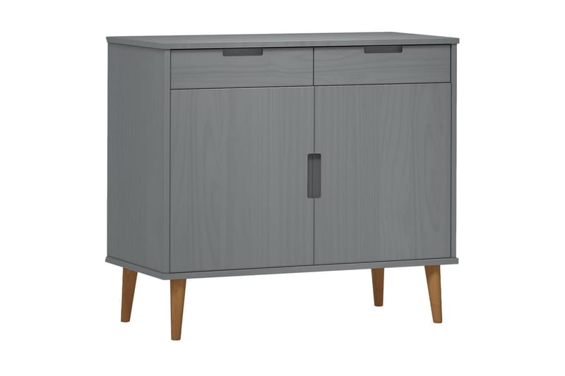 beBasic Skåp grå 90x40x80 cm massiv furu - Grey - Sideboard & skänk