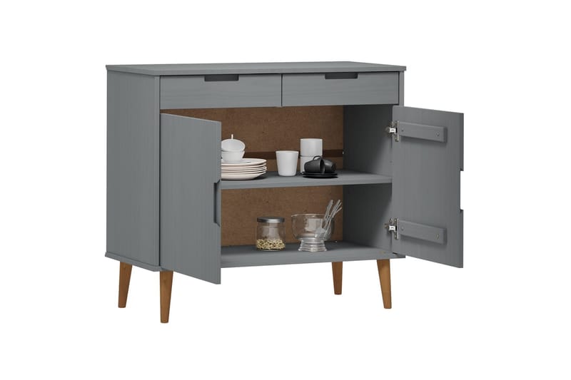 beBasic Skåp grå 90x40x80 cm massiv furu - Grey - Sideboard & skänk