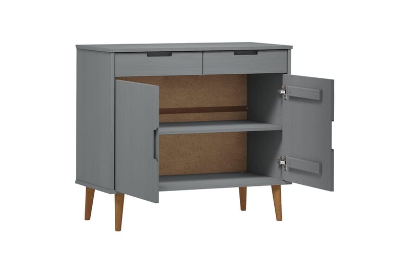 beBasic Skåp grå 90x40x80 cm massiv furu - Grey - Sideboard & skänk