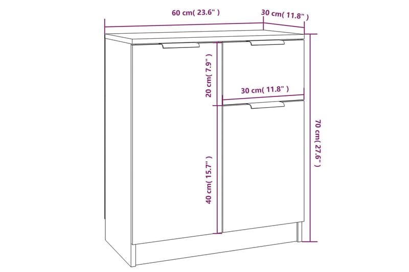 beBasic Skåp vit 60x30x70 cm konstruerat trä - White - Sideboard & skänk