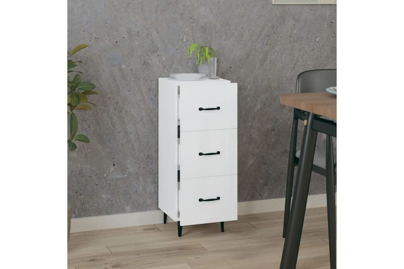 beBasic Skåp vit högglans 34,5x34x90 cm konstruerat trä - White - Sideboard & skänk