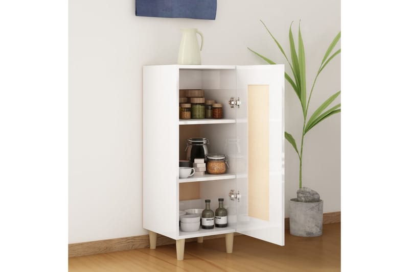 beBasic Skåp vit högglans 34,5x34x90 cm konstruerat trä - White - Sideboard & skänk