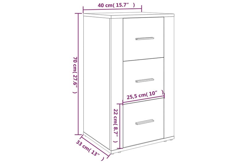 beBasic Skåp vit högglans 40x33x70 cm konstruerat trä - White - Sideboard & skänk