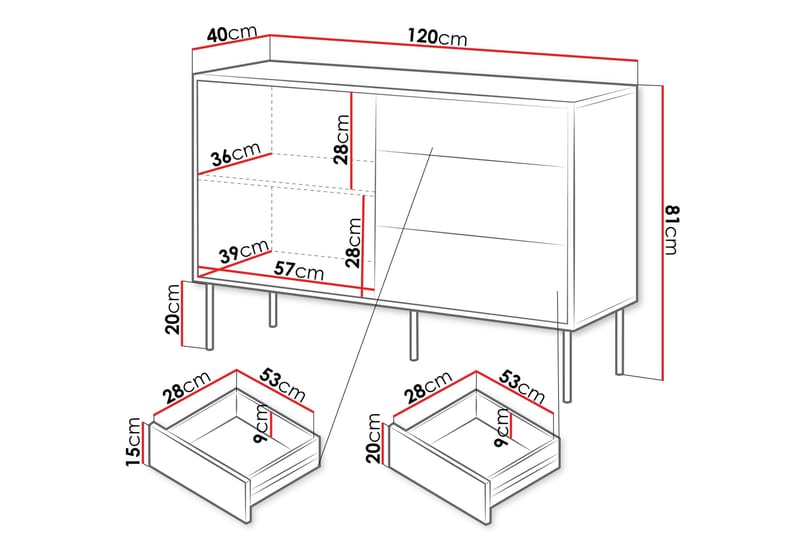 Belonger Byrå 120 cm - Svart - Förvaring - Förvaringsmöbler - Byrå