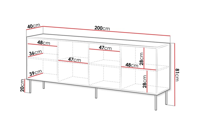 Belonger Byrå 200 cm - Svart - Förvaring - Förvaringsmöbler - Byrå