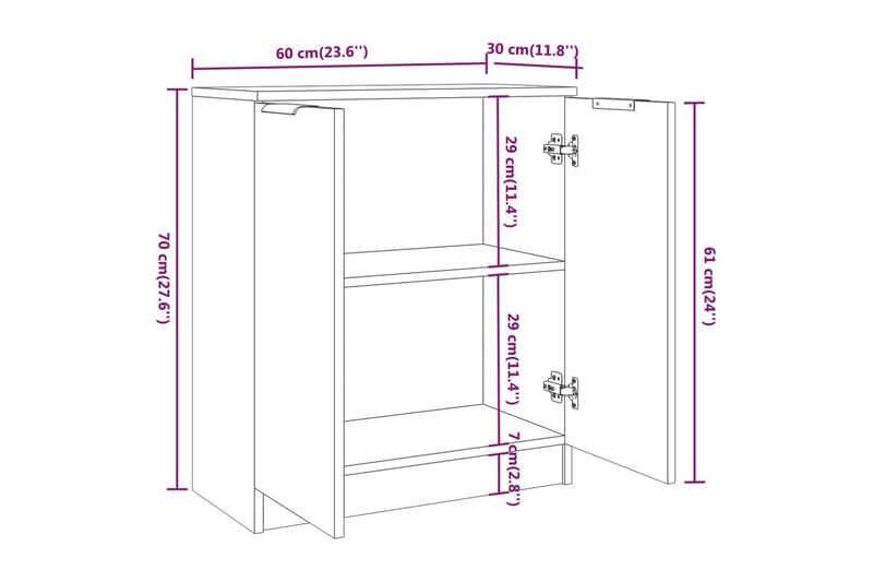 beBasic Byrå rökfärgad ek 60x30x70 cm konstruerat trä - Brown - Hallförvaring - Hallbyrå - Byrå