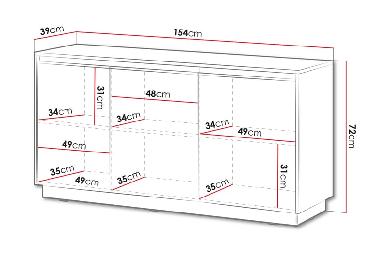 Bolstan Byrå 154 cm - Svart - Förvaring - Förvaringsmöbler - Byrå