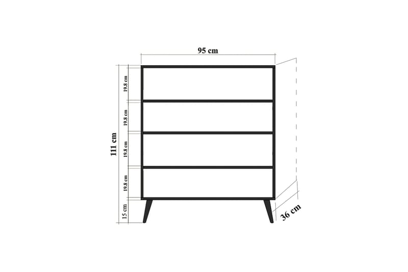 Byrå med 4 Dörrar 95x111 cm - Vit/Svart - Byrå - Hallförvaring