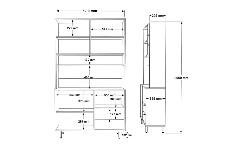 Donae Byrå 120 cm - Ek/Antracit - Förvaring - Förvaringsmöbler - Byrå