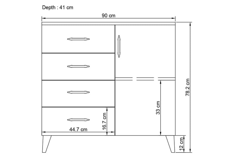 Hananiah Byrå 90 cm - Vit - Förvaring - Förvaringsmöbler - Byrå - Hallbyrå