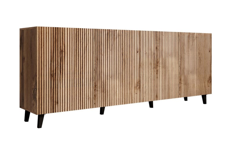 Juniskär Skänk med Förvaring trä 40x82x200 cm - Svart / Ek / Ribbad - Förvaring - Förvaringsmöbler - Byrå