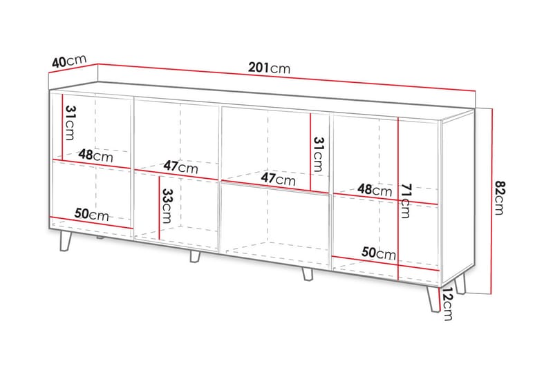 Juniskär Skänk med Förvaring trä 40x82x200 cm - Svart / Ek / Ribbad - Förvaring - Förvaringsmöbler - Byrå