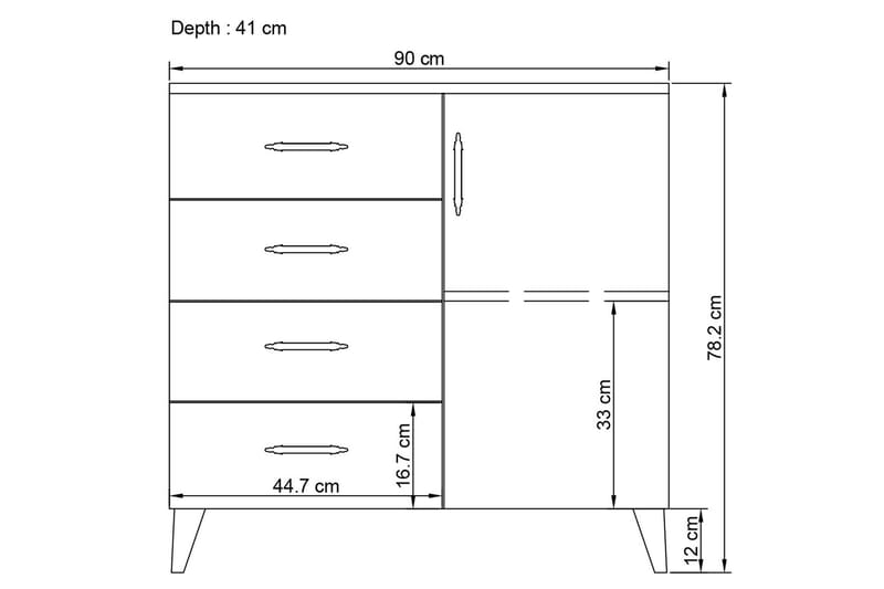 Parvinder Byrå 90 cm - Vit - Förvaring - Förvaringsmöbler - Byrå - Hallbyrå