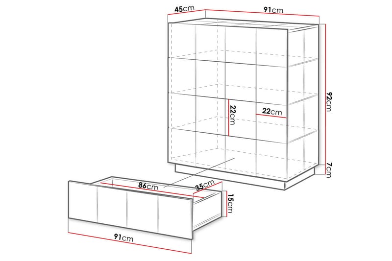 Reja Byrå 91 cm Hög - Svart - Byrå