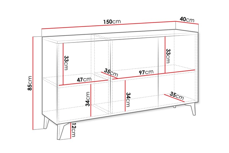 Royston Byrå 150 cm - Vit - Förvaring - Förvaringsmöbler - Byrå