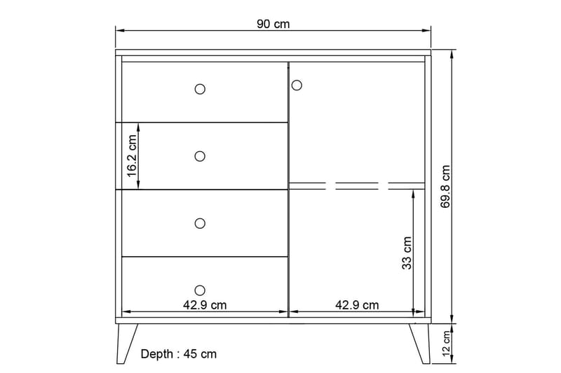 Sivaji Byrå 90 cm - Vit - Förvaring - Förvaringsmöbler - Byrå - Hallbyrå