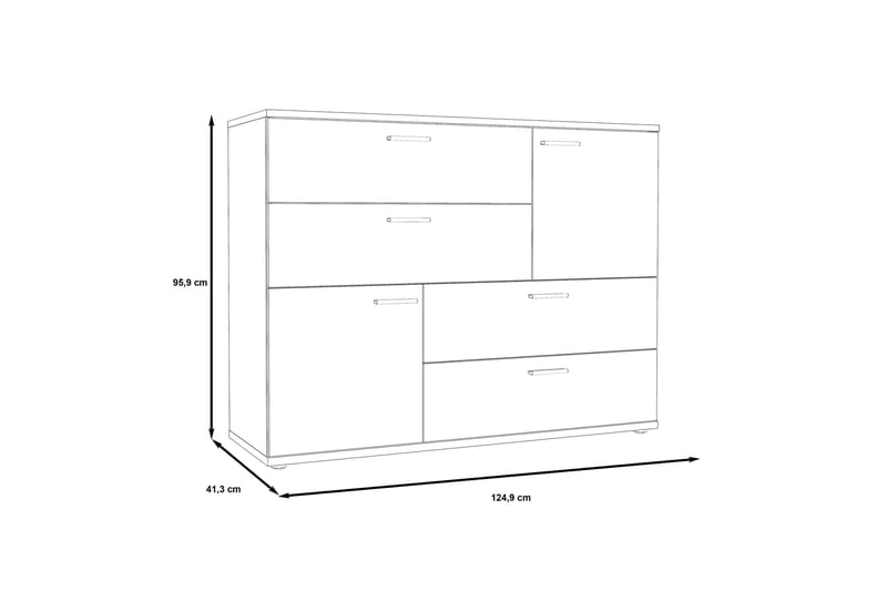 Waunifor Byrå 125 cm - Brun/Vit - Byrå - Hallförvaring