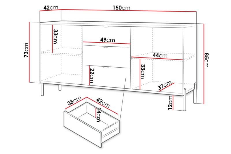 Holmes Byrå 150 cm - Vit - Förvaring - Förvaringsmöbler - Byrå