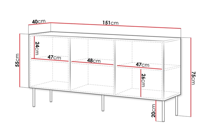 Laholm Byrå 151 cm - Svart - Förvaring - Förvaringsmöbler - Byrå