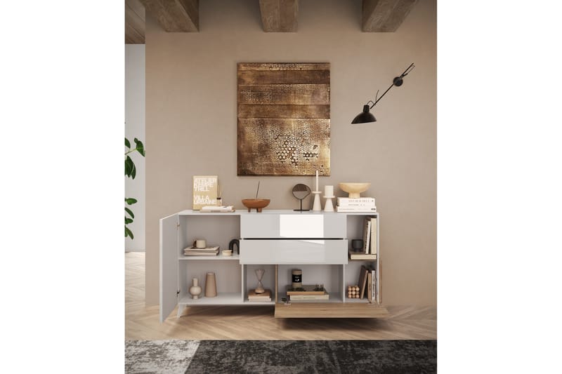 Monaco Skänk 181x42 cm - Vit/Brun - Förvaring - Förvaringsmöbler - Sideboard & skänk