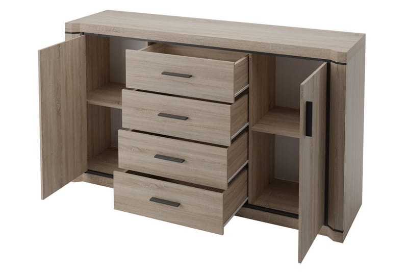 Dallas Skänk 157x43,5x91 cm LED-belysning - Beige - Sideboard & skänk