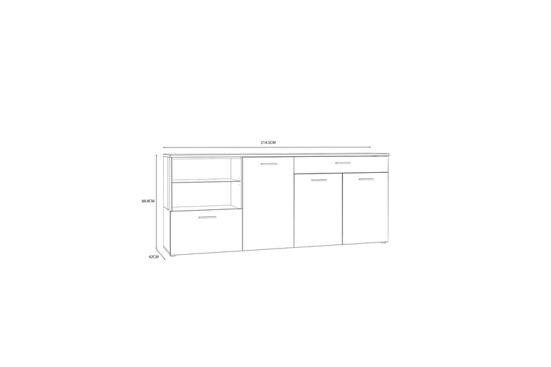 Delchevo Sideboard 42x215 cm - Brun/Vit - Sideboard & skänk