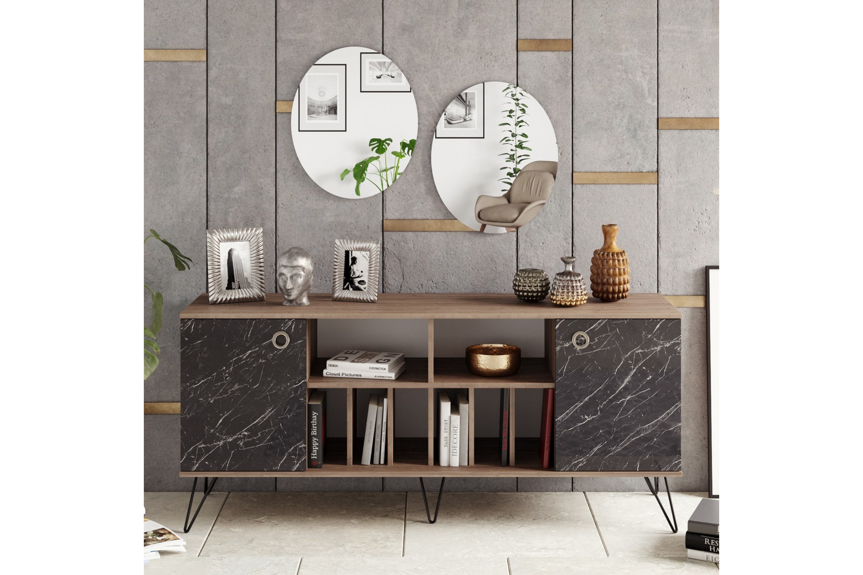 Dregrich Sidobord 180 cm - Valnöt|Svart Sideboard & skänk