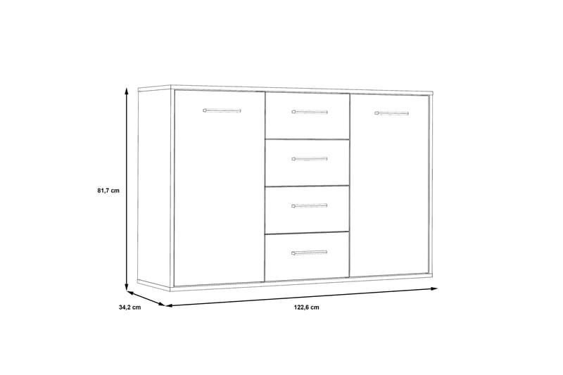 Haba Skänk 34x123 cm - Grå - Sideboard & skänk