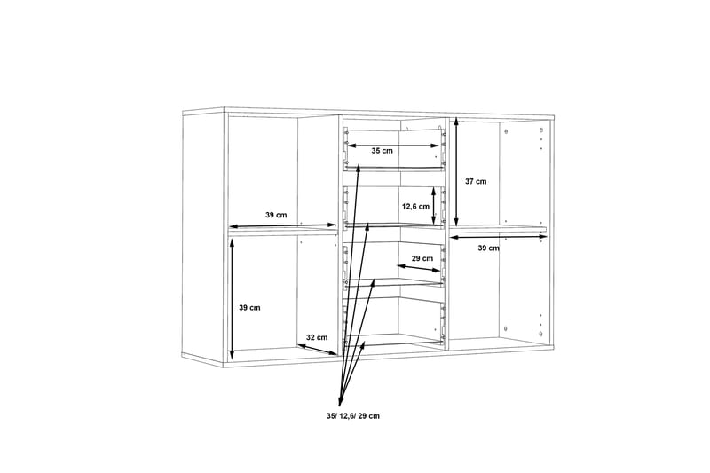 Haba Skänk 34x123 cm - Grå - Sideboard & skänk