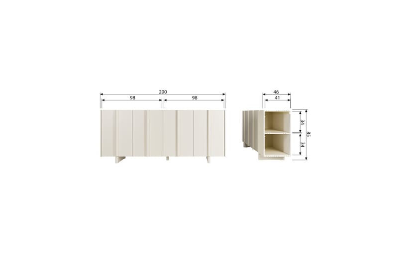 Morya Skänk 200 cm - Beige - Sideboard & skänk