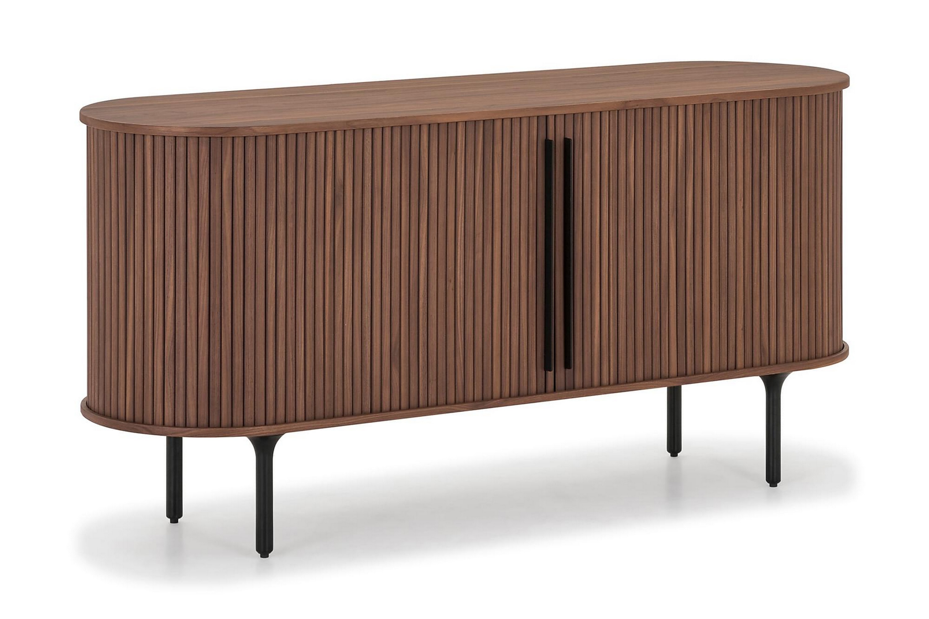 Noira Smalt Sideboard Ribbad Valnöt 150x45 cm - Massiv / Brun & skänk Trä