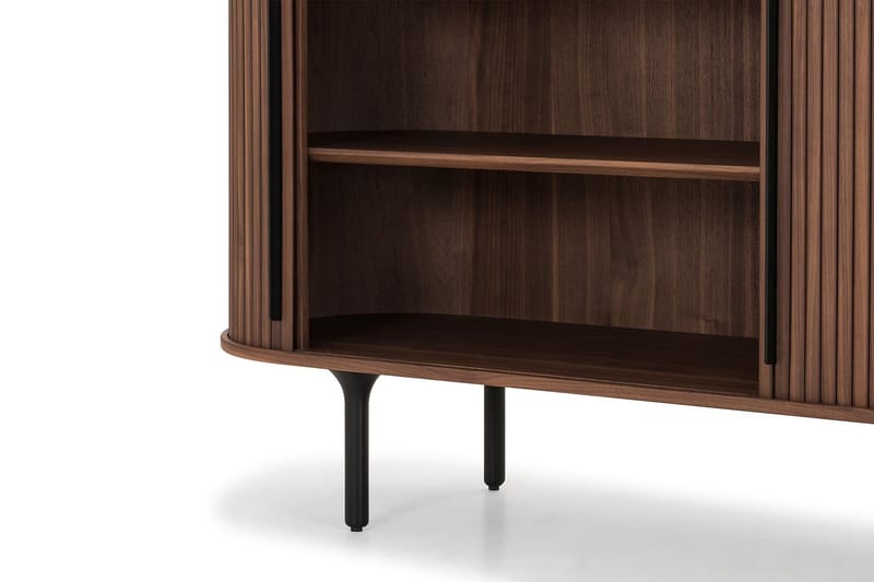 Noira Smalt Sideboard Ribbad Valnöt 150x45 cm - Massiv Valnöt / Brun - Förvaring - Förvaringsmöbler - Sideboard & skänk